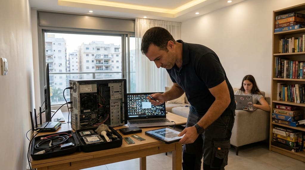 תמונה זו נוצרה על ידי gemini-pro בינה מלאכותית טכנאי מחשבים עד הבית